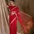 red  organza  saree with unstitched blouse piece