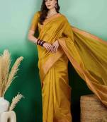 golden zari woven banarasi organza saree with unstitched blouse piece