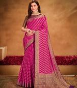 Pink georgette c woven designer saree
