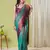 Aqua faux banarasi silk blend saree with jacquard work