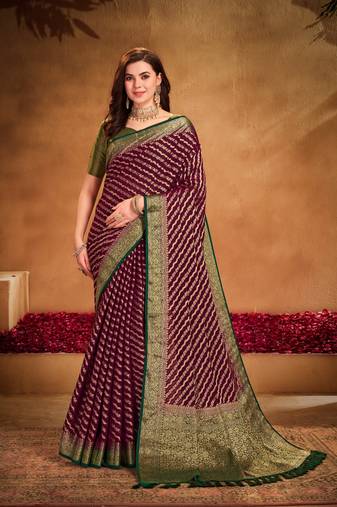 Wine georgette c woven designer saree