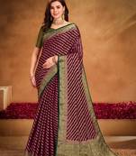 Wine georgette c woven designer saree