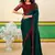 Dark green embroidered heavy partywear saree