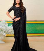 Black embroidered heavy partywear saree