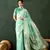 sea green jacquard design poly cotton saree with unstitched blouse piece