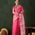 pink jacquard design poly cotton saree with unstitched blouse piece