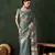 green jacquard design poly cotton saree with unstitched blouse piece