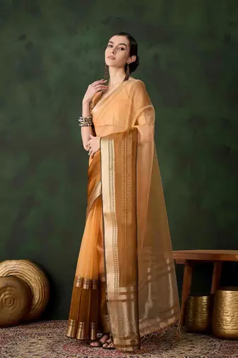 wine jacquard design poly cotton saree with unstitched blouse piece