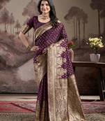 Wine lichi silk wevon rich pallu designer heavy partywear saree
