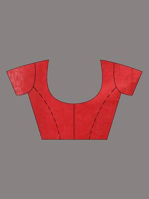 Red muslin soft saree with jamdani designs 5