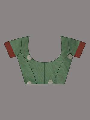 Emarald green dual tone muslin soft saree with jamdani designs 5