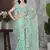 Sea green butterfly net graceful embroidery work partywear saree