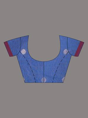 Sapphire blue dual tone muslin soft saree with jamdani designs 5