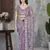 Purple butterfly net graceful embroidery work partywear saree