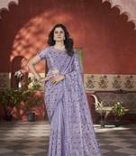 Lavender tissue net glamorous partywear bollywood saree
