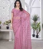 Pink tissue net glamorous partywear bollywood saree