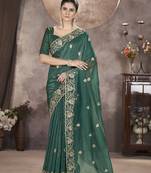 Rama gold crunchy ethnic partywear glamorous saree