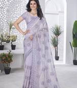 Lavender girlie tissue net c embroidered saree