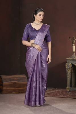Purple stylish jimmy choo c ethnic sequins embroidered saree 5