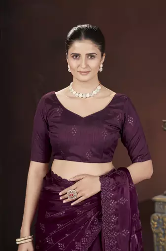 Magenta stylish jimmy choo c ethnic sequins embroidered saree
