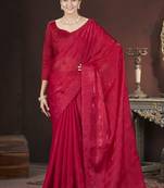 Red stylish jimmy choo c ethnic sequins embroidered saree
