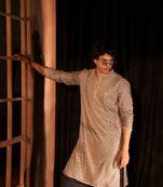 Grey beautiful chikankari work viscose fabric man's kurta payjama