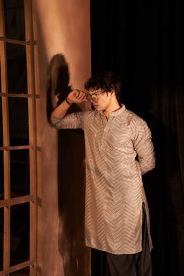Grey beautiful chikankari work viscosee fabric man's kurta payjama 5