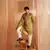 Beautiful green viscosee fabric wevon men's kurta payjama