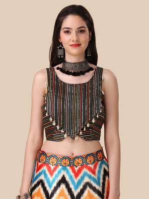  Digital Printed And Sequins Embroidery Work Multi Ethnic Lehenga 3