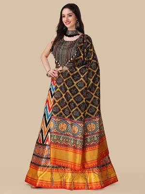  Digital Printed And Sequins Embroidery Work Multi Ethnic Lehenga 4