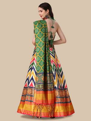  Digital Printed And Sequins Embroidery Work Multi Ethnic Lehenga 2