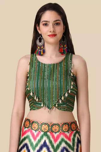  Digital Printed And Sequins Embroidery Work Multi Ethnic Lehenga