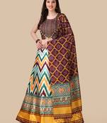  Digital Printed And Sequins Embroidery Work Multi Ethnic Lehenga
