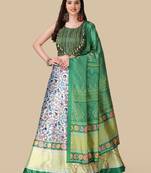 Designer Digital Printed And Sequins Embroidery Work Multi Ethnic Lehenga