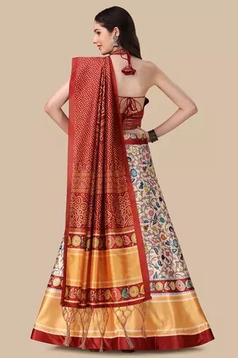  Digital Printed And Sequins Embroidery Work Multi Ethnic Lehenga