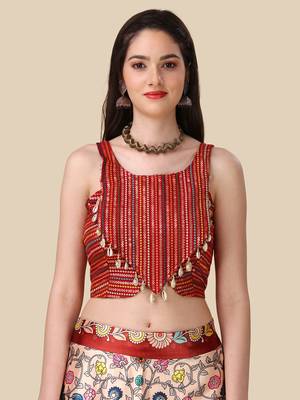  Digital Printed And Sequins Embroidery Work Multi Ethnic Lehenga 3