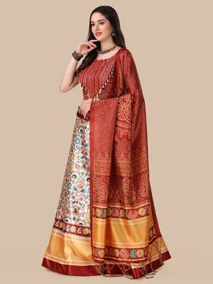  Digital Printed And Sequins Embroidery Work Multi Ethnic Lehenga 4