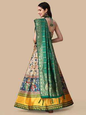  Digital Printed And Sequins Embroidery Work Multi Ethnic Lehenga 2