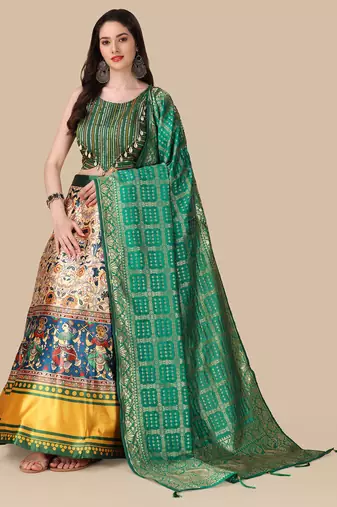  Digital Printed And Sequins Embroidery Work Multi Ethnic Lehenga