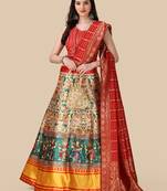 Designer Digital Printed And Sequins Embroidery Work Multi Ethnic Lehenga