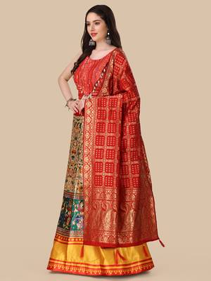  Digital Printed And Sequins Embroidery Work Multi Ethnic Lehenga 4