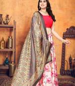 Pink Silk Fabric Ethnic Look Printed Lehenga Choli