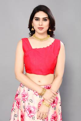 Pink Silk Fabric Ethnic Look Printed Lehenga Choli 3