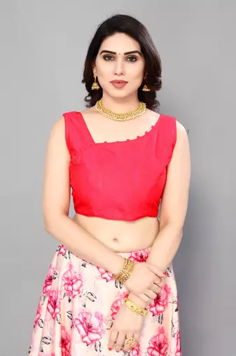 Pink Silk Fabric Ethnic Look Printed Lehenga Choli
