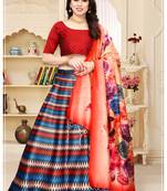 Red Silk Fabric Ethnic Looks Printed Lehenga Choli