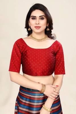 Red Silk Fabric Ethnic Looks Printed Lehenga Choli 3