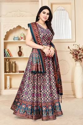 Multy Silk Fabric Ethnic Look Printed Lehenga Choli 1
