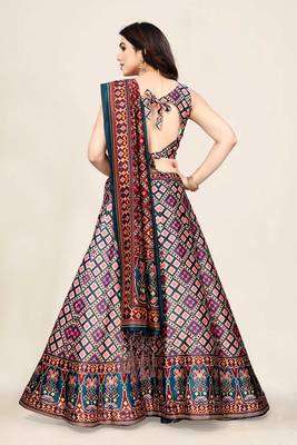 Multy Silk Fabric Ethnic Look Printed Lehenga Choli 2