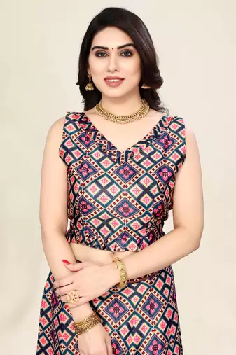 Multy Silk Fabric Ethnic Look Printed Lehenga Choli