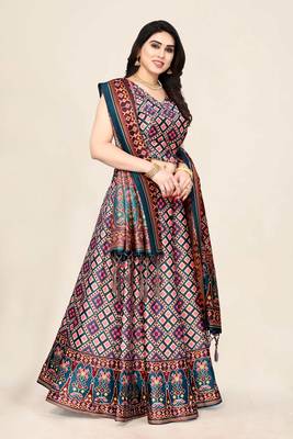 Multy Silk Fabric Ethnic Look Printed Lehenga Choli 4